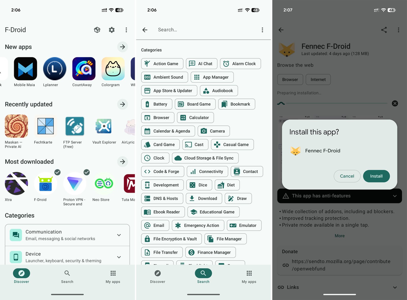 Новый интерфейс F-Droid 2.0, переписанный на Kotlin Compose